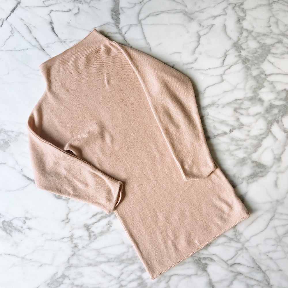 Belle Enfant Peach Merino Cashmere Funnel Dress 3-4T
